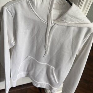 adidas White Long Sleeve Boxy Hoodie